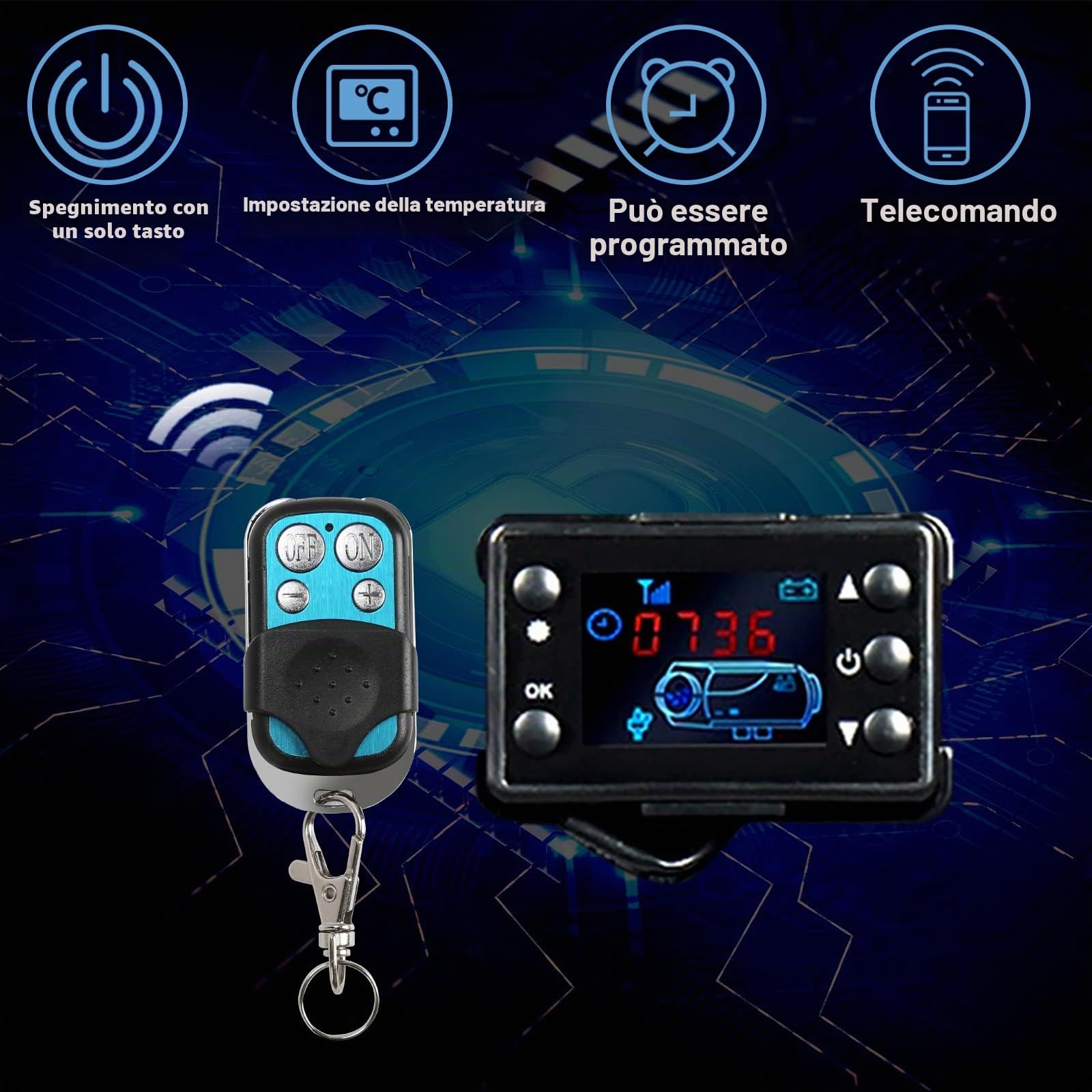 Ikodm Riscaldatore Diesel da 12 V, 8 kW, Riscaldamento Diesel da Parcheggio, Riscaldamento ad Aria Diesel con Telecomando, Interruttore LCD, Monitor silenziatore per Camion, Camper, Barche Auto
