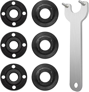 SANZHENG 5" 5/8-11 Angle Grinder Flange Nut Wrench Kit Includes 6 Pcs Flange Nuts and 1Pcs Flange Wrench Compatible with Dewalt Milwaukee 193465-4 Bosch Black Decker Ryobi Makita