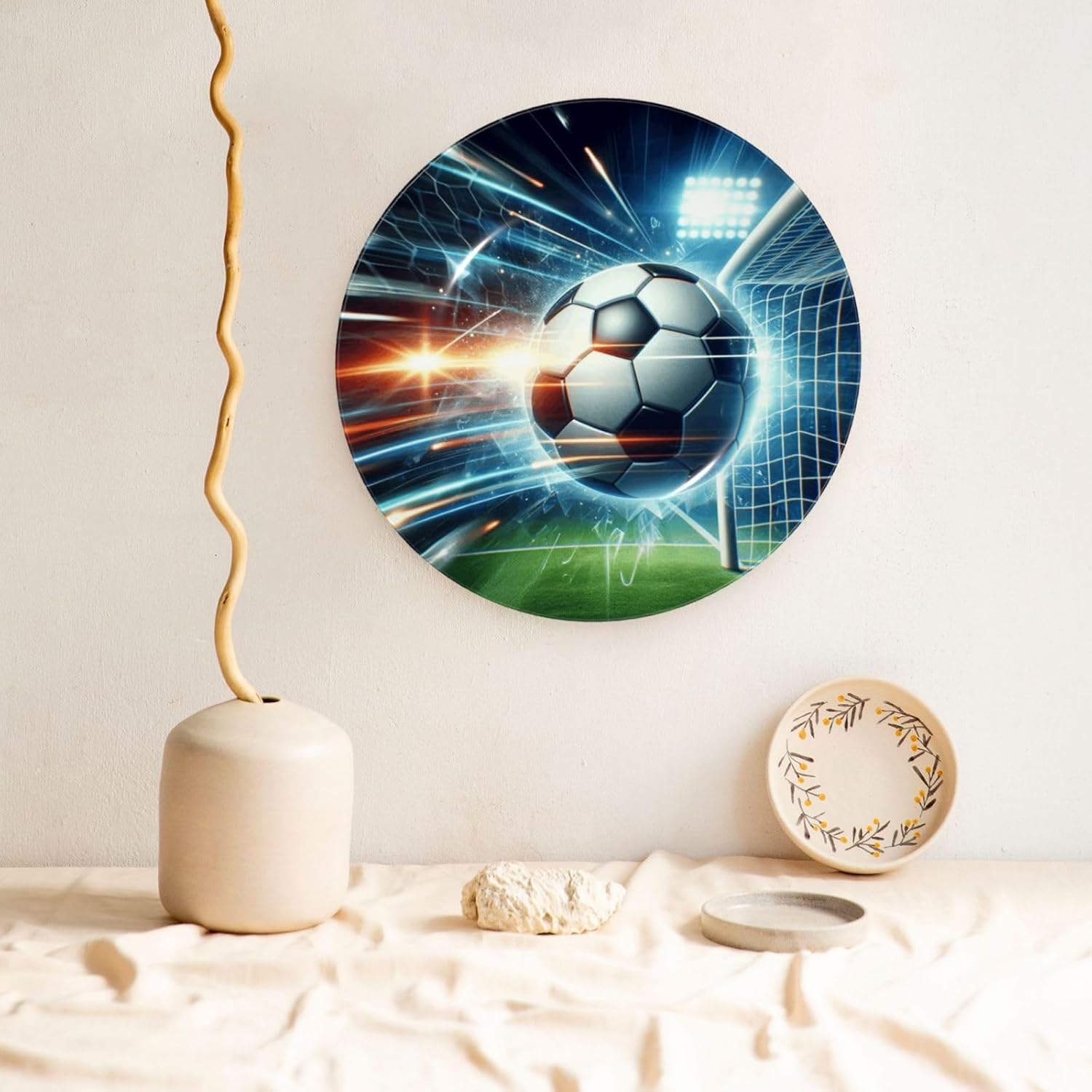 Soccer-Ball-Speed 10 Inch Decorative Plate With Stand, Elegant Display Wall Plate For Home Decor