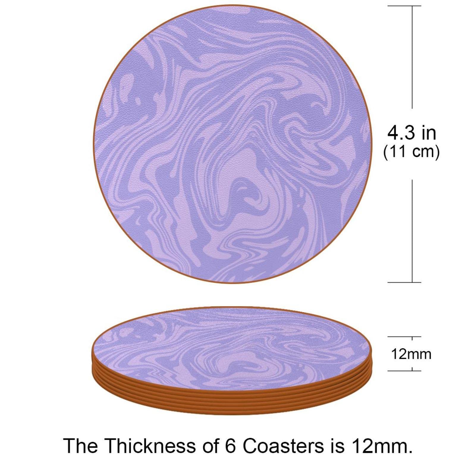 Lot de 6 sous-verres violets pour boissons, verres à vin, tasses et tasses, réutilisables au bureau, cuisine, bar, 10,9 cm