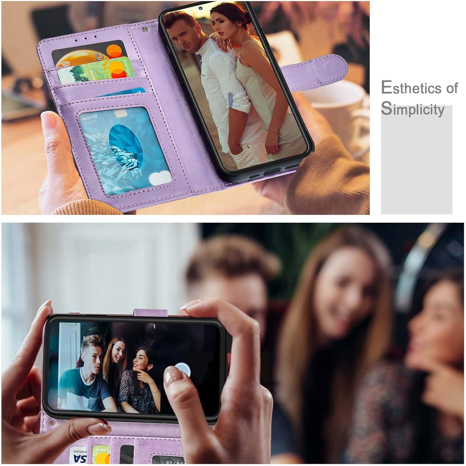 Wallet Case for Galaxy S22 Ultra, [RFID Blocking] Protective PU Leather Flip Cover with Card Slot Cash Pocket for Galaxy S22 Ultra (Purple) - Image 6