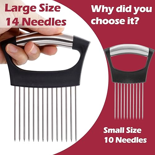 Miniatura 3 de JAYVAR Soporte de cebolla extra grande para rebanar, rebanador de tomate grande con 14 agujas largas, cortador de cebolla picadora de verduras,