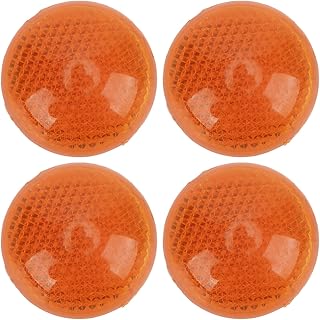 Round Reflector, 4Pcs/Set 1.65in Universal Orange Round Reflector Reflective Sticker High Visibility Warning Weatherproof for Motorcycle Car Truck