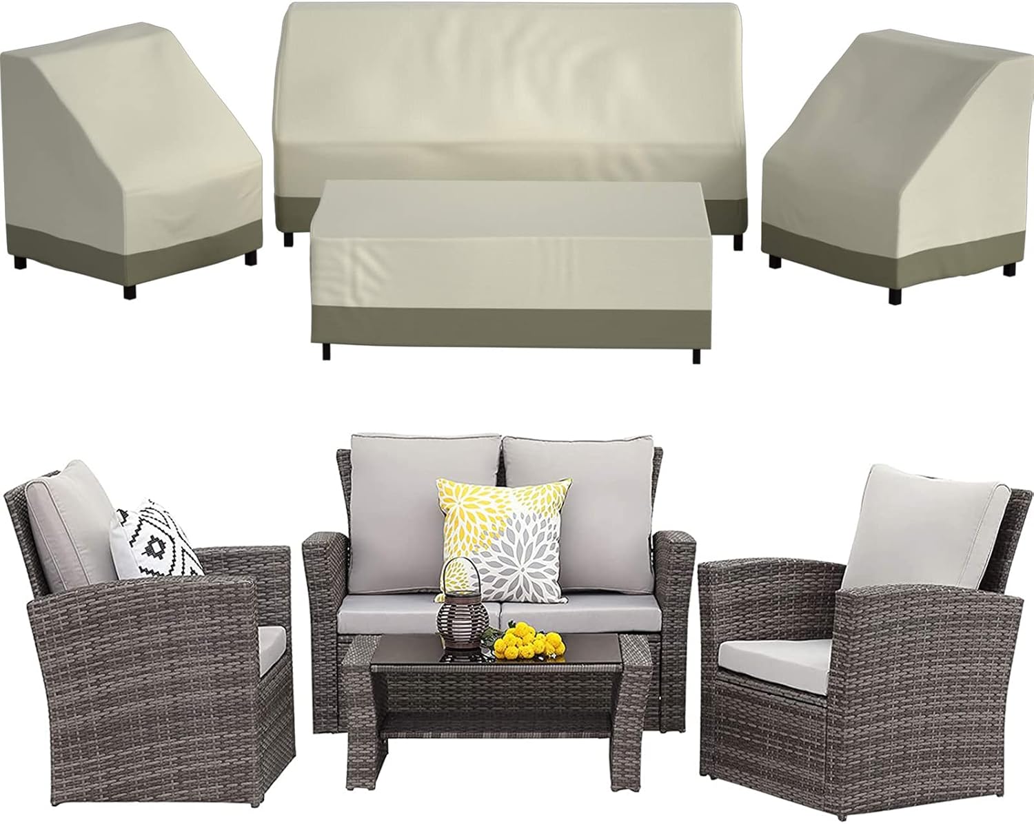 Wisteria Lane Patio Furniture Cover Set, 4 Piece Outdoor