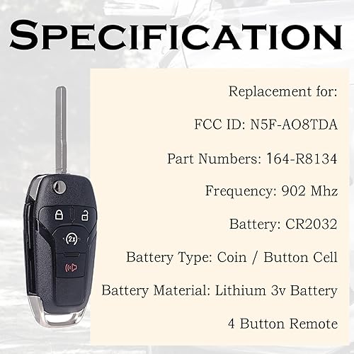 Miniatura 4 de Reemplazo de llave abatible con control de arranque remoto para Ford F-150F150 2015-2023 F250 F350 2017-2023 Ranger 2019-2023 Bronco 2021-2022