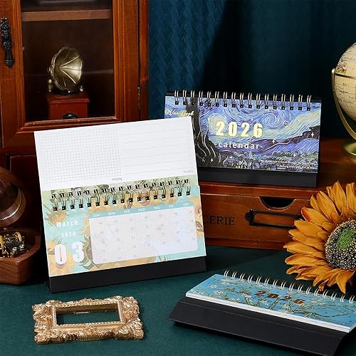 Miniatura 2 de Calendario de escritorio de 6.3 x 3.5 pulgadas, 4 unidades, enero a diciembre, para la escuela en casa, u oficina