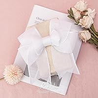 Vista 2 de Ribbli Cinta de arpillera blanca con alambre, 2-1/2 pulgadas x 10 yardas, cinta con borde con alambre para lazo grande, corona, decoración de árbol