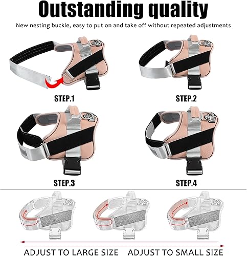 Miniatura 112 de Bolux - Arnés para perro, reflejante y transpirable, ajustable, con asa, para sacarlo a pasear, no más tirones ni asfixia (amarillo militar, talla L)