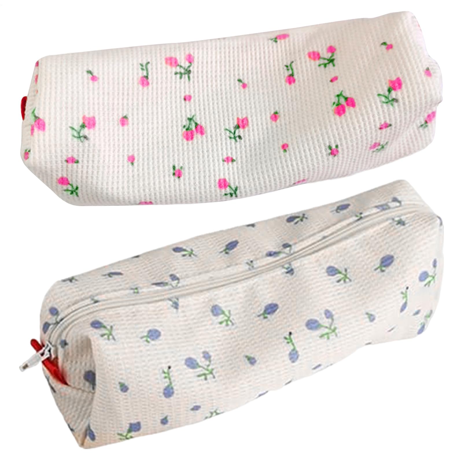 2er Set Blütenmuster Federmäppchen – Niedliches Aesthetic Pencil Case Für Mädchen, Kosmetiktasche