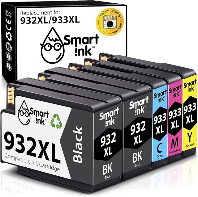 Smart Ink Compatible Ink Cartridge Replacement for HP 932XL 933XL 932 XL 933 High Yield (2 BK & C/M/Y 5 Combo pack) to use with Officejet 6100 6600 6700 7110 7510 7610 7612 7620