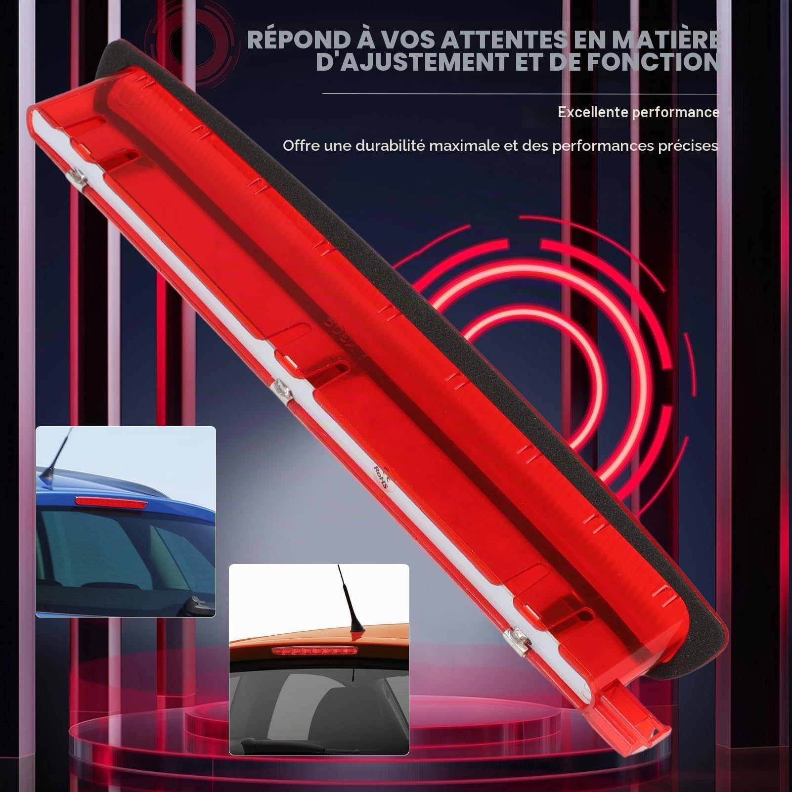 Feu Stop Feux LED Feu stop central feux arrière pour Ibiza Leon 6J 6P MK2 6J0945097A 6J0945097B Lentille rouge rouge 3eme troisième feu stop