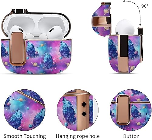 Miniatura 5 de Shockproof Cover Compatible with Airpods Pro 2 Wireless Charging Case Wolf, Full Protective with Lock for Women Men