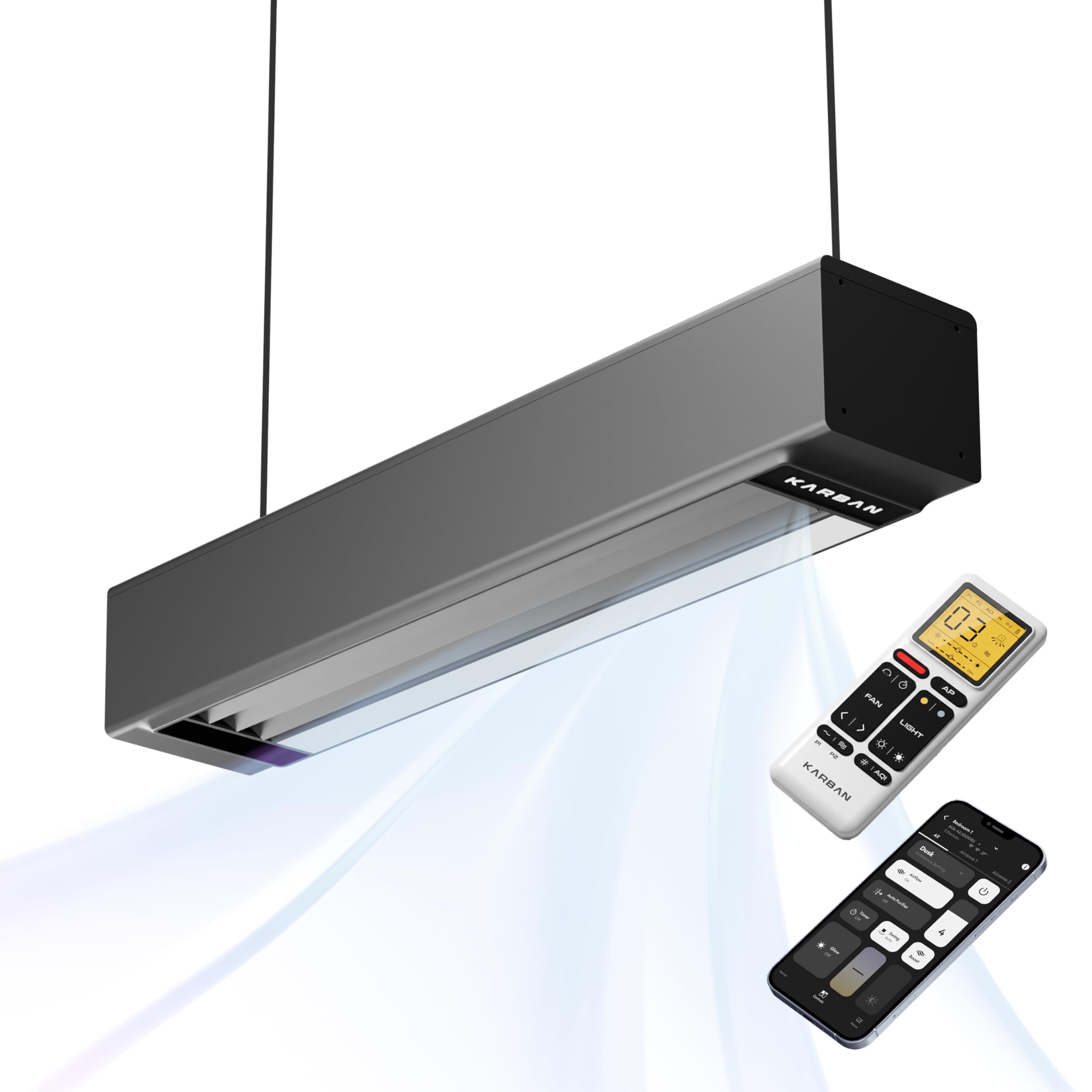 KARBAN Airzone Bladeless Ceiling & Tower Fan with dimmable & tunable LED light | Smart App & Remote | 6-speed silent BLDC motor | 1-yr warranty | Office, Bedroom & Living