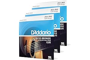 D'Addario Acoustic Guitar Strings: 80/20 Bronze - Warm, Vibrant, and Clear Sound