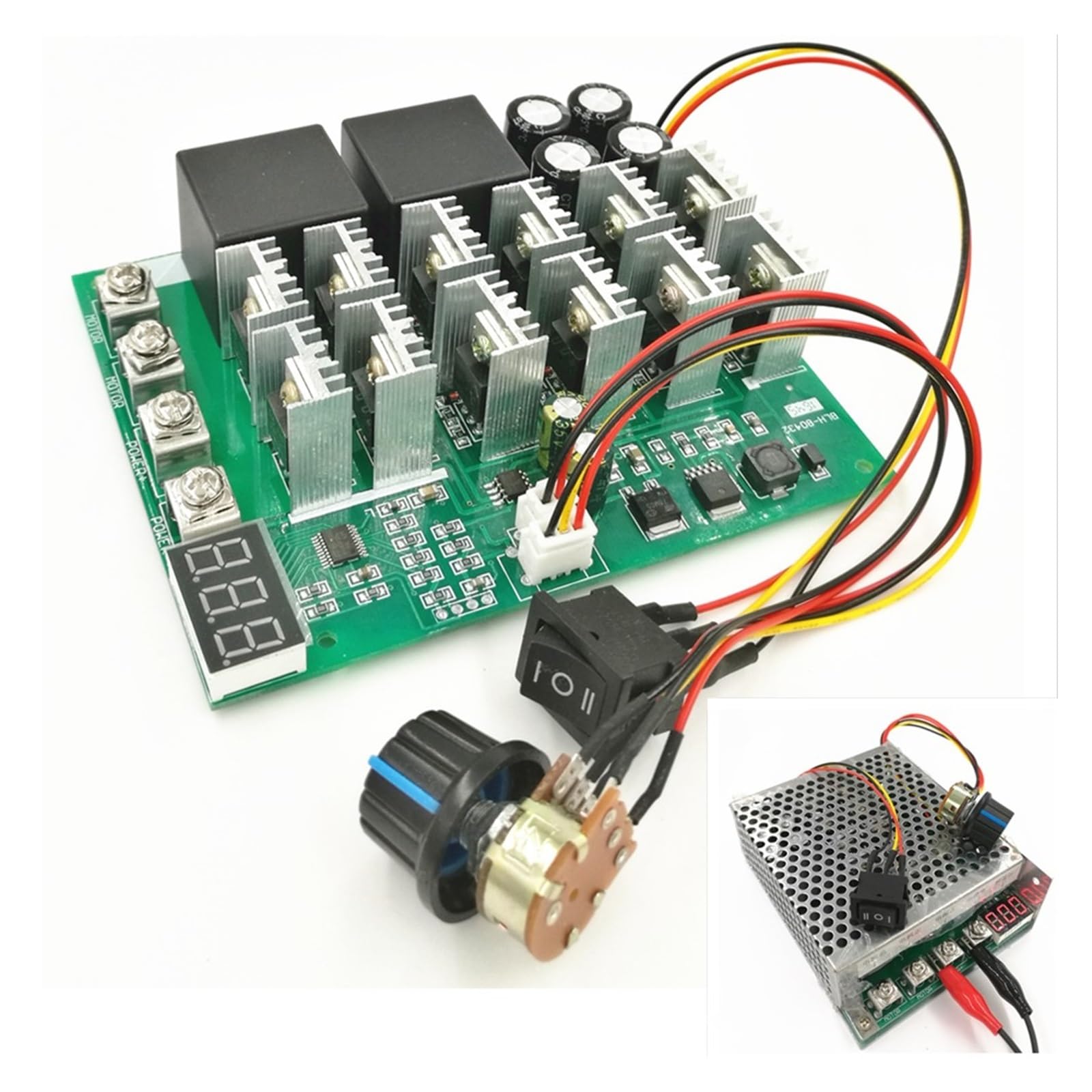 Controlador de velocidad del motor PWM DC 12v/24v/36v/48v 60A 3000W con interruptor inverso y carcasa Controlador PWM HHO RC)