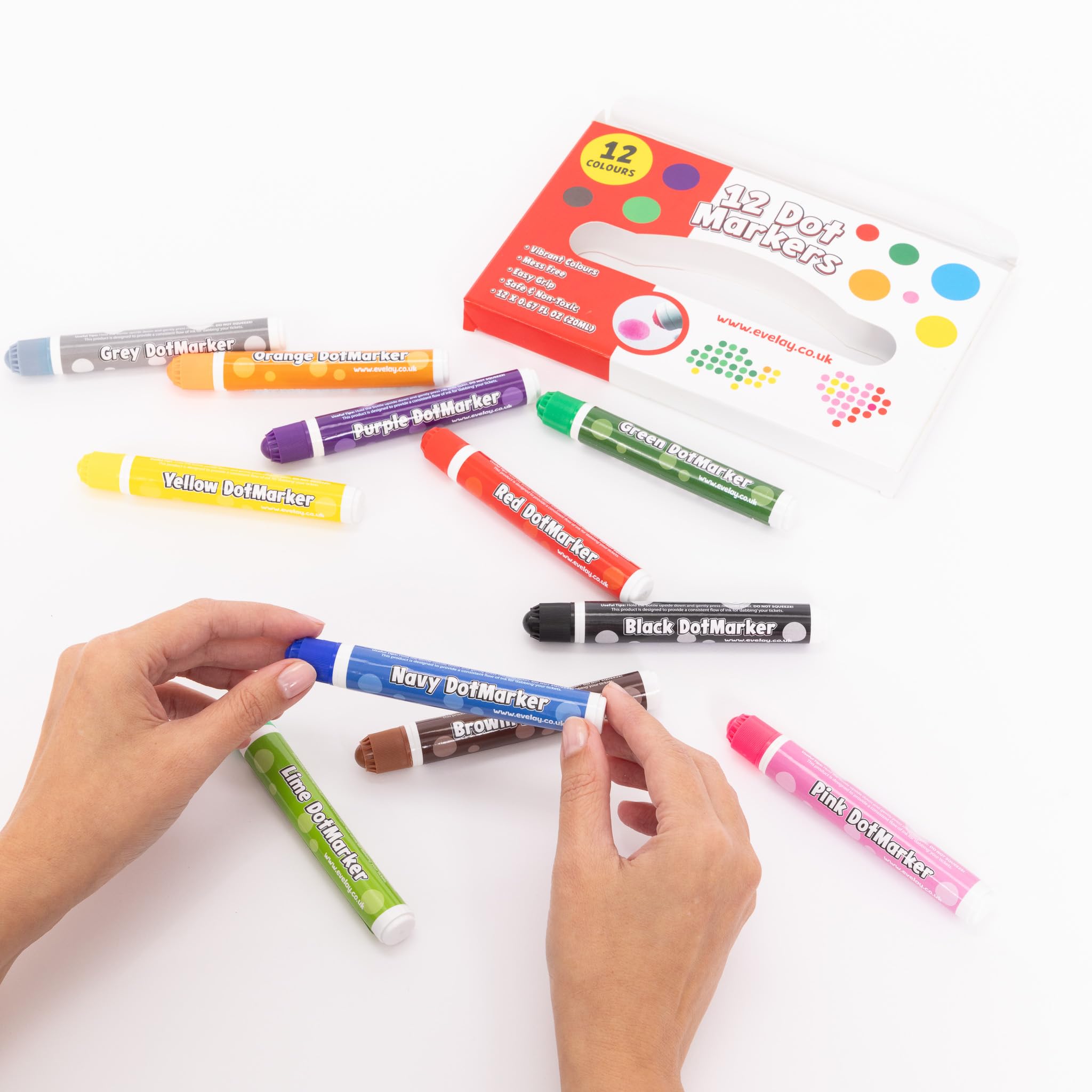 evelay 12 Coloured Dotters Dabbers Felt Dot Markers Mixed Pens Ticket Dobbers Non Drip, Multicolor - Image 2