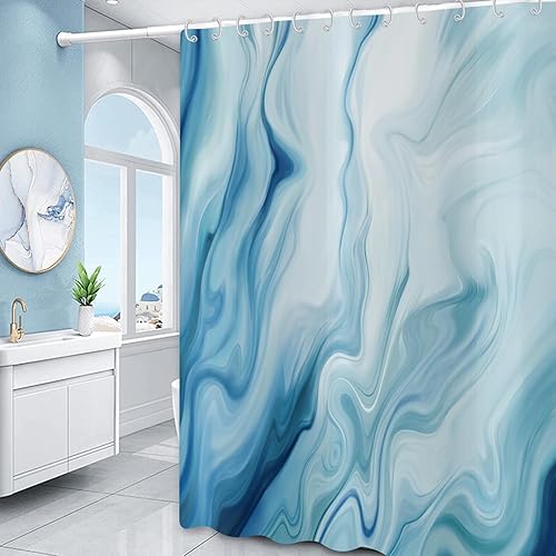 Miniatura 10 de Cortina de ducha con diseño de mármol gris, mezcla de gris y blanco, moderno, abstracto, de lujo, ondulado, cortina de baño para bañera, decoración