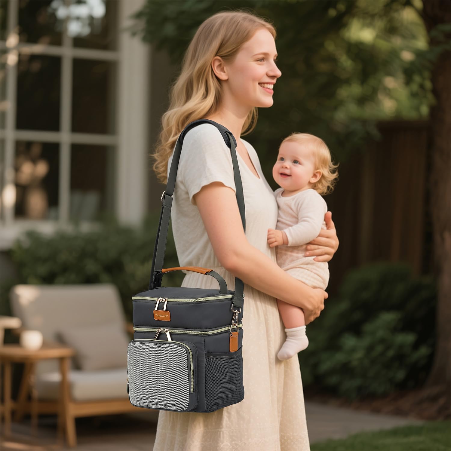 TUGUAN Muttermilch Kühltasche Thermotasche für Babyflaschen mit Eisbeutel für 6 Flaschen Doppelstock Isolierte Kühler Perfekt für Reisen, Stillende Mütter