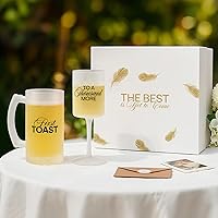 Vista 1 de AW BRIDAL Regalos de boda para parejas 2026, regalo de compromiso para él y ella, juego de copas de champán y tazas de cerveza de vidrio esmerilado