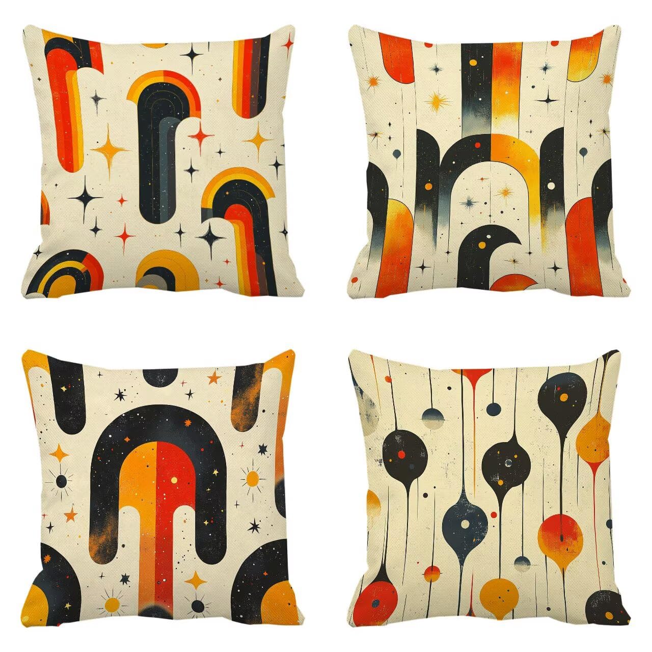 Lin coussincarré haut de gamme motif résumé abstrait lot de 4