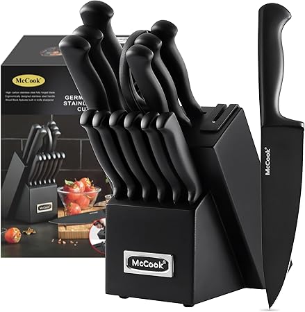 McCook® Knife Sets,German Stainless Steel Knife Block Sets with Built-in