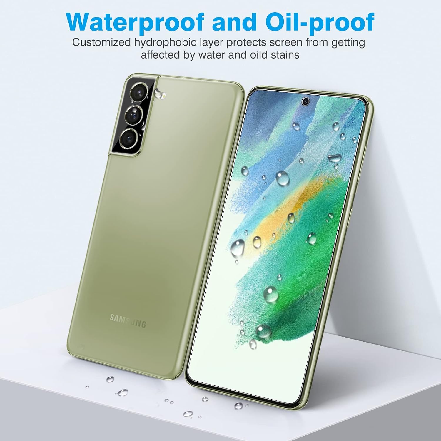 [3+2 Pack] OMOTON Compatible with Samsung Galaxy S21 FE 5G Screen Protector Tempered Glass & Camera Lens Protector, 9H Hardness, Bubble Free, Case Friendly
