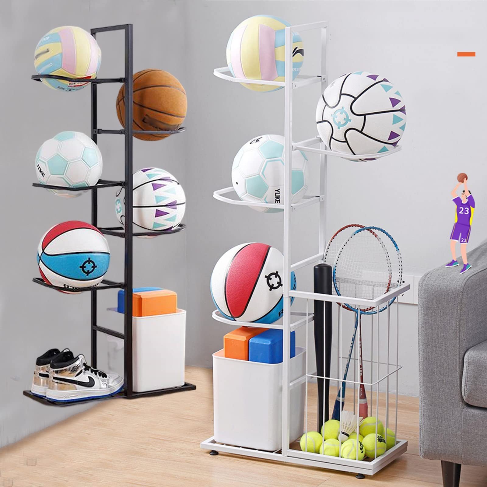 Amazon.co.jp: フットボール収納ラックバ スケットボール収納ラック