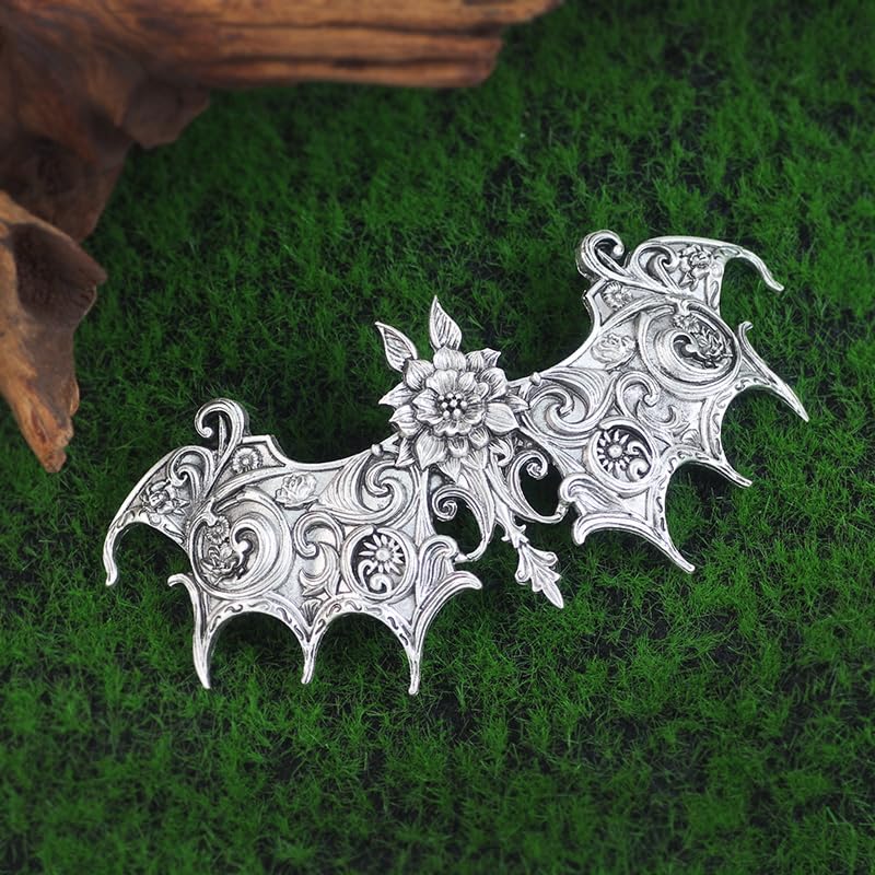 2PCS Gothic Bat Hair Clips with Flower – Halloween Hair Accessories for Women, Spooky Goth Hair Clips, Gothic Hair Accessories Bat Wing Barrettes, Witch Hair
