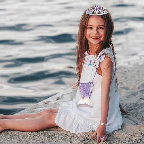 Miniatura 4 de Mermaid Gifts for Girls, Mermaid Tail Blanket Mermaid Jewelry Makeup Set for Girls 3 4 5 6 7 8 9 10 11 12 Years Old