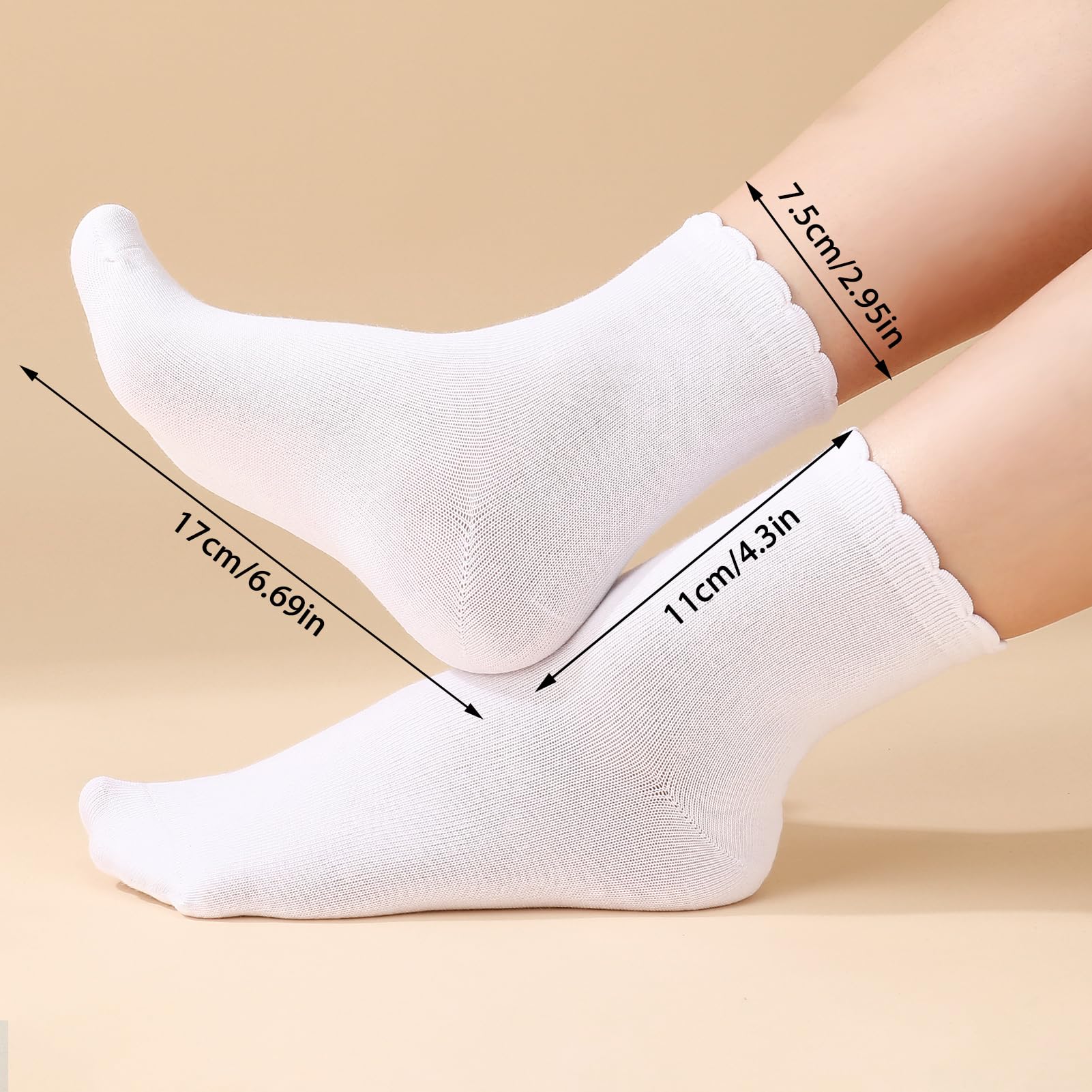 Zuimei 6 Pair Girls Lace Socks,White Cotton Frilly Ankle Socks for Kids Sweat Absorbent,Comfortable&Breathable Everyday for School,Parties and Dressing Up(4-7 Years Kids)