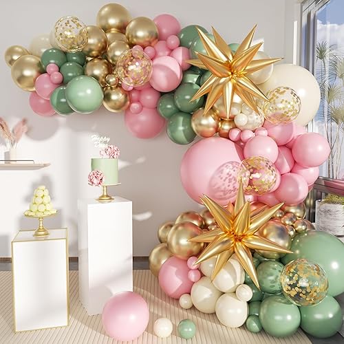 Miniatura 11 de Kit de Arco de Guirnalda de Globos Bohemios, 156 Piezas Globos Rosa Empolvado Marrón Pastel Champán Dorado Blanco Metálicos para Boda Baby Shower