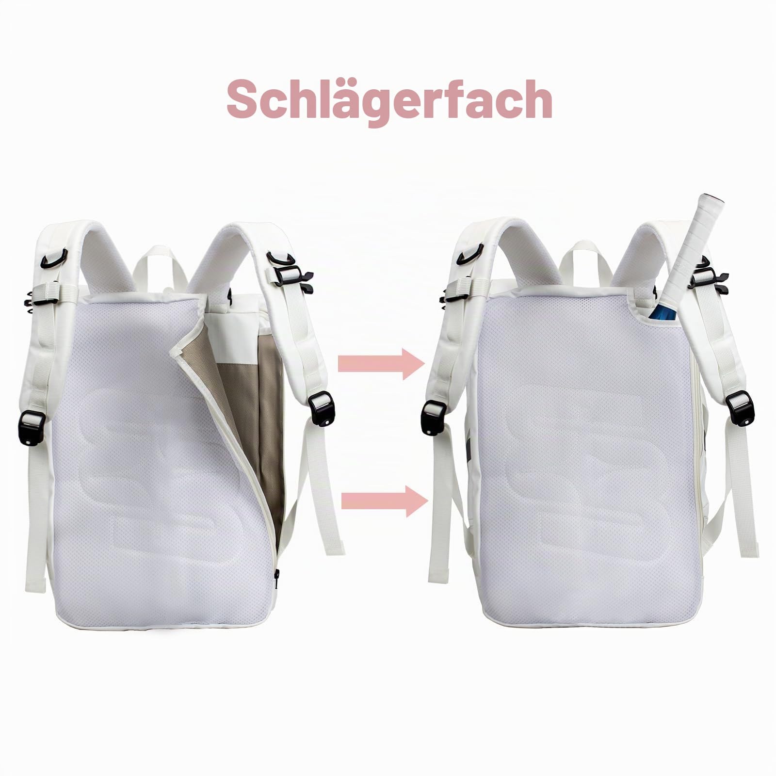 Tennistasche Tennisrucksack für Damen Herren Hält 2 Schläger mit Schuhfach, Große Padel Racket Tasche für Badminton Schläger