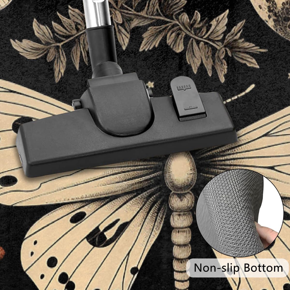 Half Round Door Mat Butterfly Leaves Gothic Print Welcome Mats Non-Slip Front Doormat Indoor Entrance Half Circle Bathroom Mat Low-Profile Kitchen Floor Mats, 36x24in