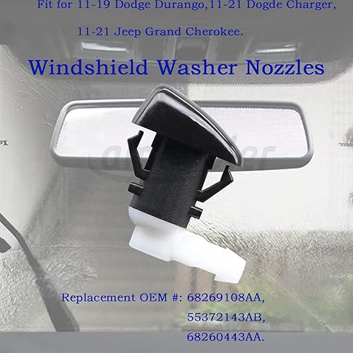 Miniatura 4 de Boquilla para limpiaparabrisas Accesorio de repuesto para Dodge Durango 11-19, cargador 11-21 Dogde, 11-21 Jeep Grand Cherokee. OEM # 68269108AA,