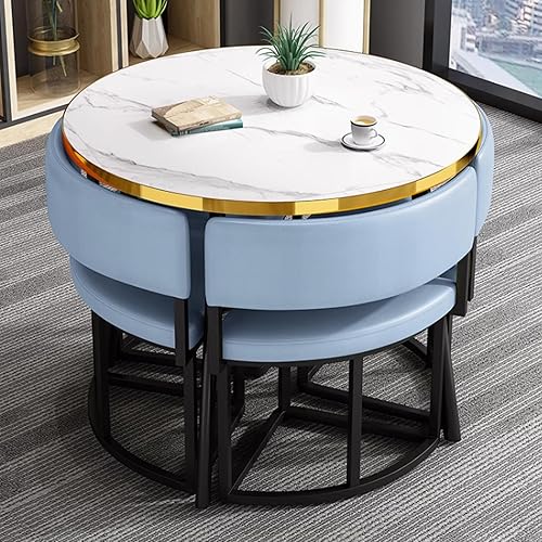 Miniatura 22 de YVYKFZD Juego de mesa de comedor redonda, juego de mesa y silla de club para oficina, sala de recepción, mesa de conferencia de café simple para 4