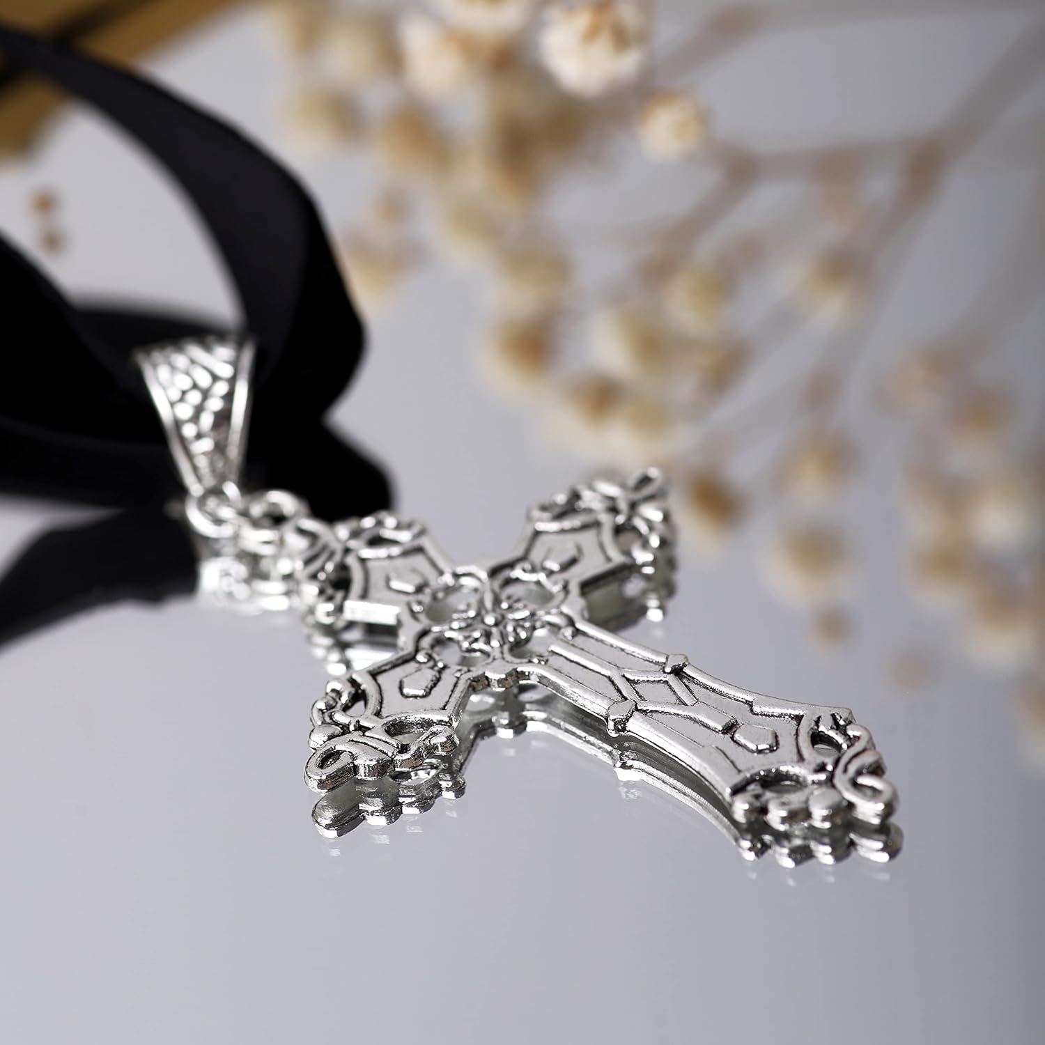 Sacina Gothic Cross Necklace, Zinc Alloy Black Cross Necklace, Halloween, Christmas Goth Jewelry Gift for Women - Image 4