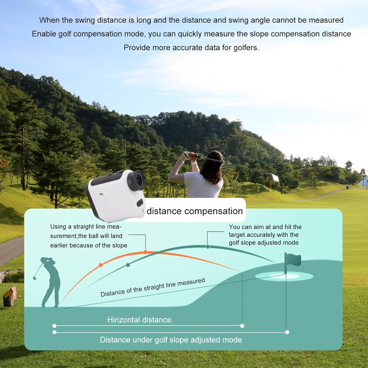 1200Yards Range Finder Golf with Slope, 7X Magnification, Lightweight Portable Rechargeable Rangefinder, Flag Lock Vibration, Switch for Legal, Range Finders for Hunt Golf Accessory(White)