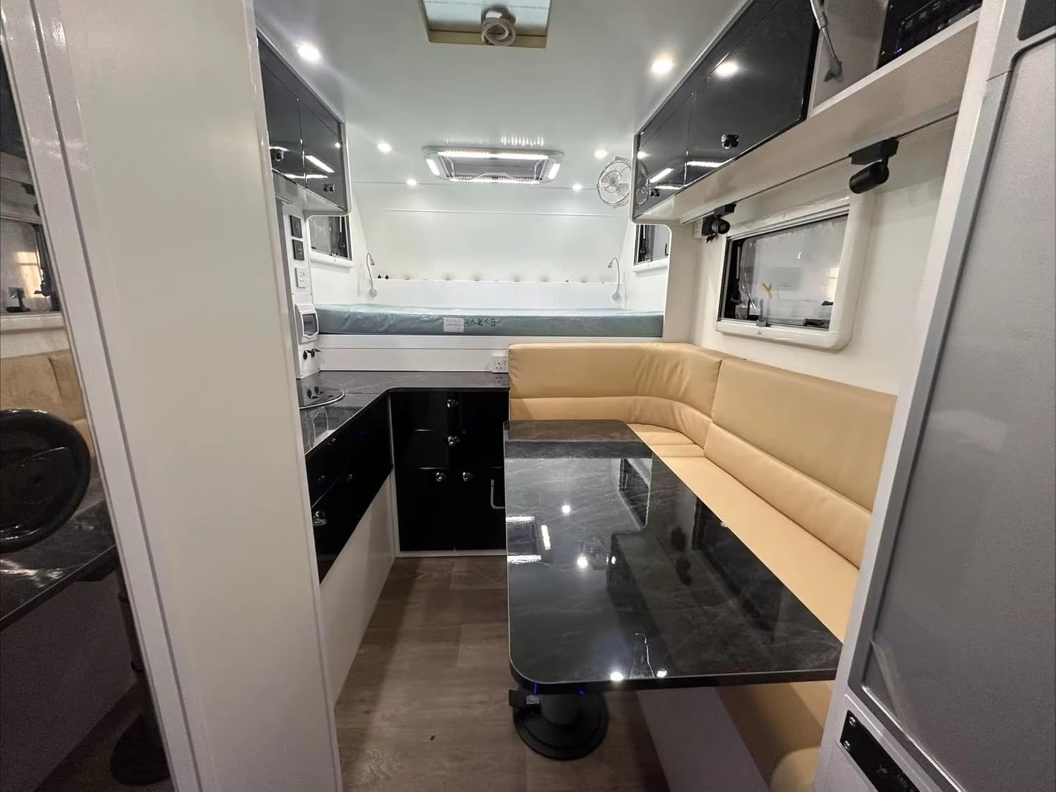 Overland Pop Up Truck Bed Camper Hard Shell, Customizable Camping Cabin with Bed Platform, Built in Kitchen, Shower System and Solar Panels