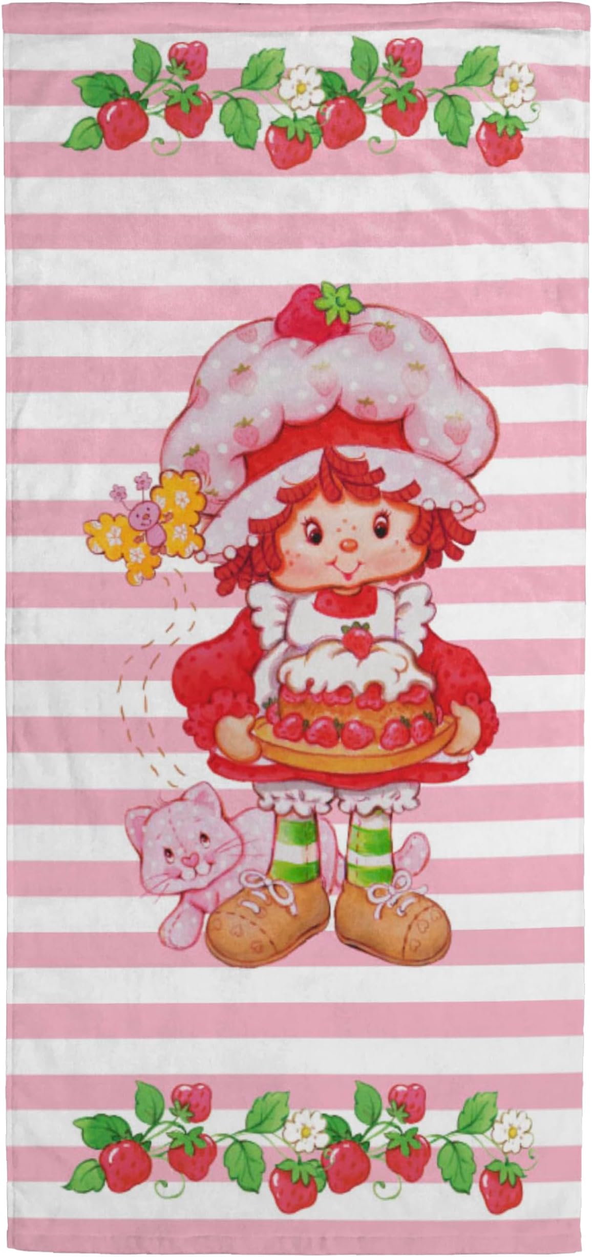 Jay Franco Strawberry Shortcake Bath Pool Beach Towel - Super Soft and Absorbent 100% Cotton Towel, Measures 28 x 58 Inches