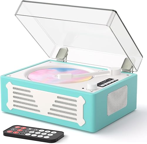Reproductor de CD Bluetooth portátil con altavoz, reproductor de CD retro, pantalla LED, reproducción USB, entradasalida auxiliar, recargable,