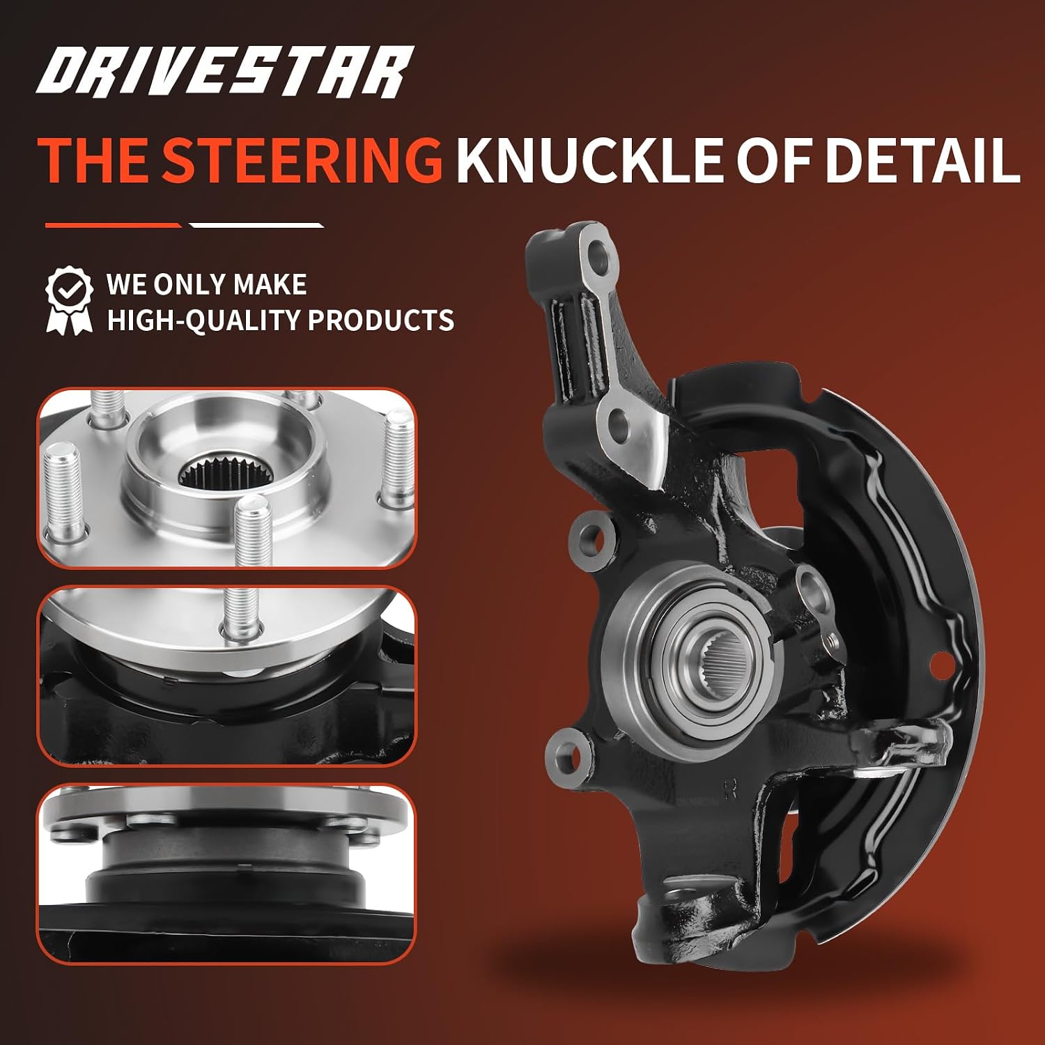 698-422 Front Right Side Steering Knuckle with Wheel Hub Assembly Compatible with 3.5L V6 2002-2006 Nissan Altima, 2004-2008 Maxima Replace# LK010