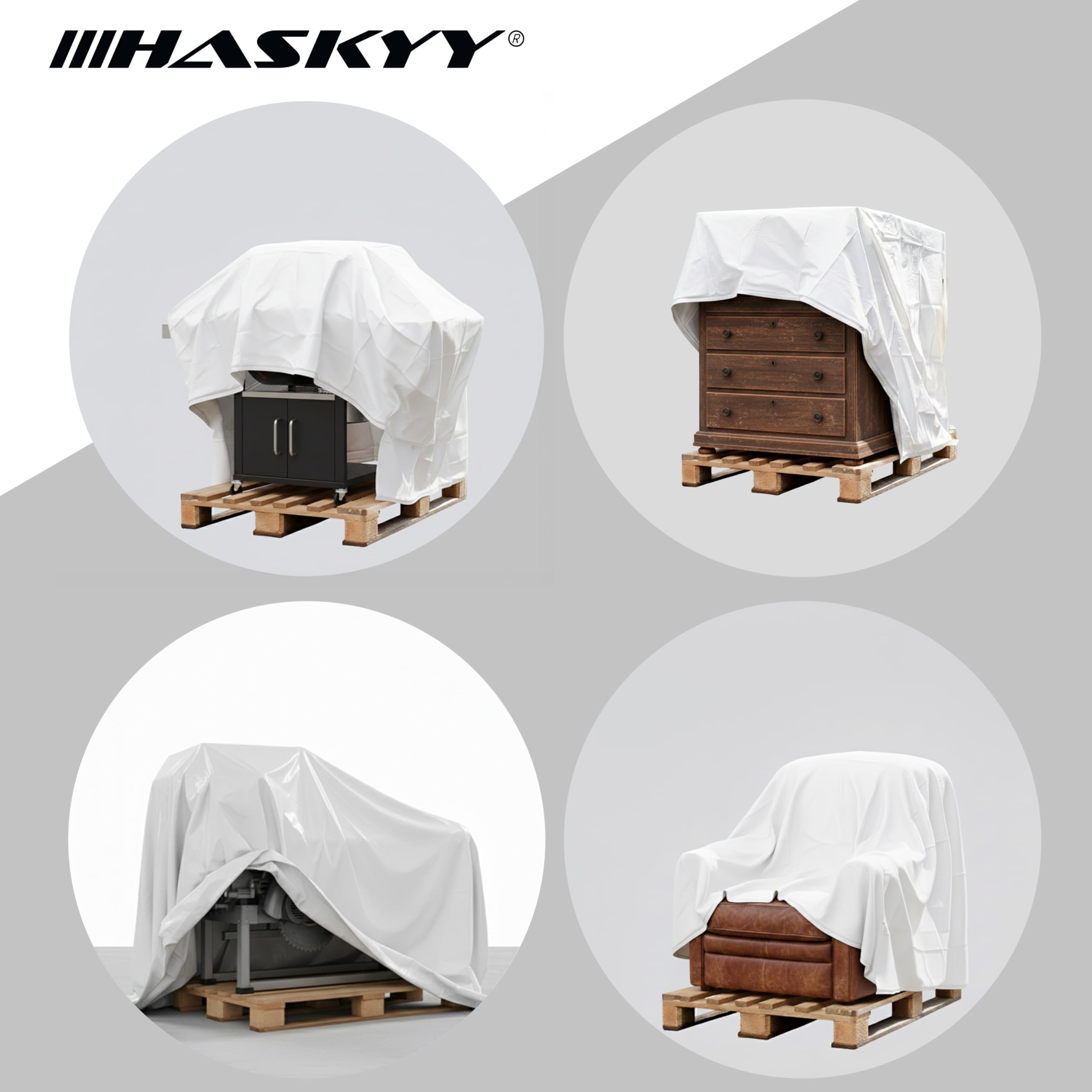 HASKYY Pokrowiec ochronny na paletę 5X Pokrowiec ochronny 130 x 90 x 130 cm na palety euro - Pokrowiec na meble na paletach - plandeka ochronna do mebli ogrodowych - plandeka