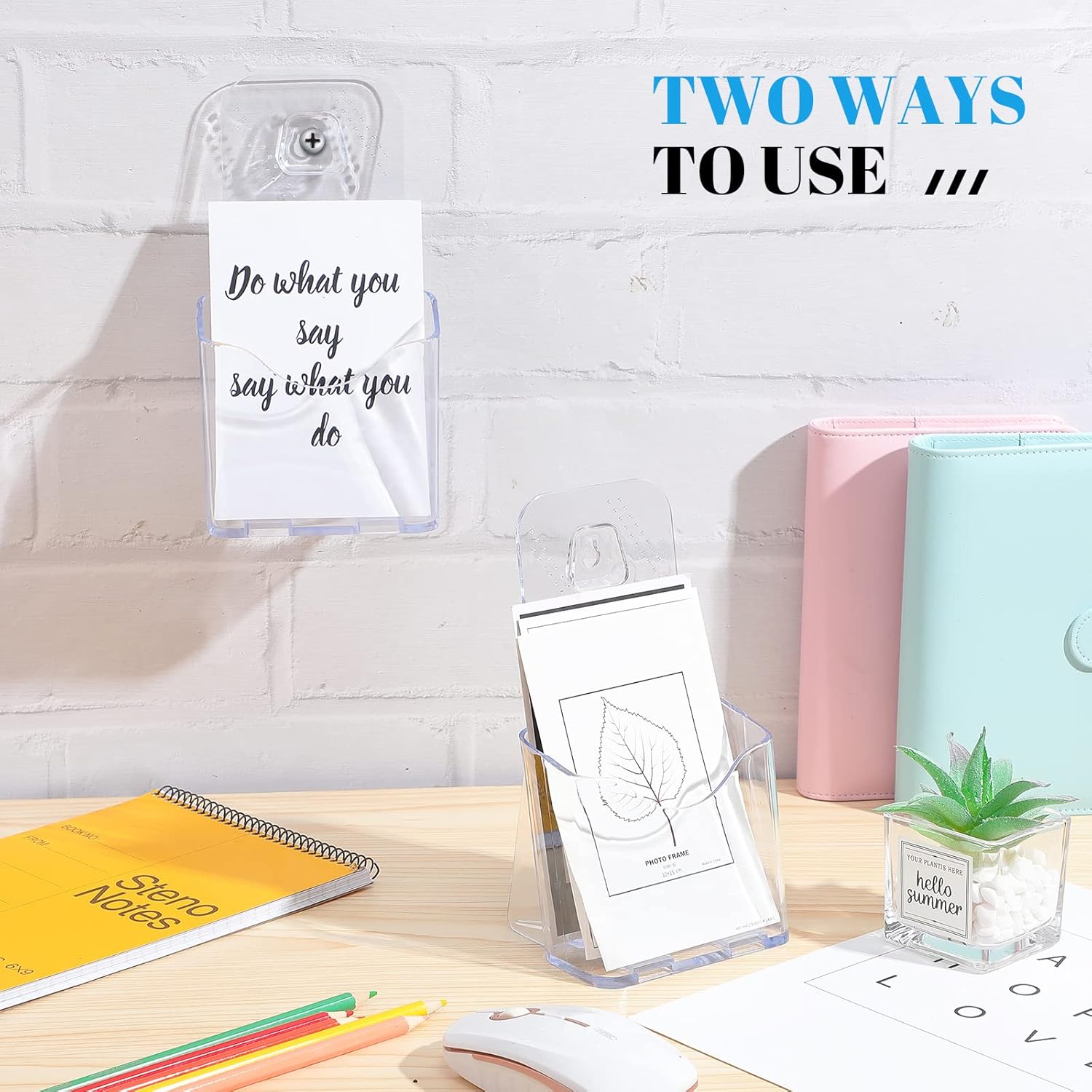 15 Pieces Acrylic Brochure Holder Stand Clear Plastic Flyer Organizer A6 Size Brochure Container 4 Inch Wide Wall Mount or Standing Pamphlet Counter Display for Home Office Classroom Supplies