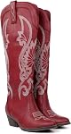 Hawkwell Cowboy Cowgirl Bottes Tir sur pointe d'orteil et de talon de bloc avec classique Brodé Botte Tall pour dames Robe Western Knee Haut Bottes pour femme
