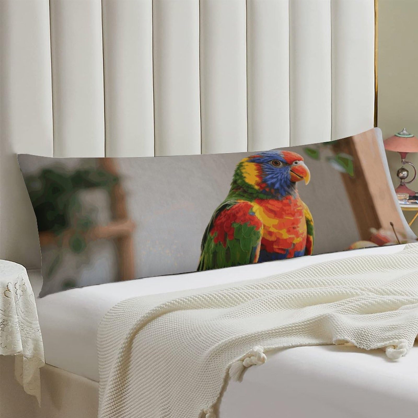 Body Pillow Cover 20x54 Long Pillow Case with Invisible Zipper Breathable Microfiber Colored Parrots Pillowcase Soft Cozy Protector for Bedroom Couch Sofa Bed Home Decor All Seasons