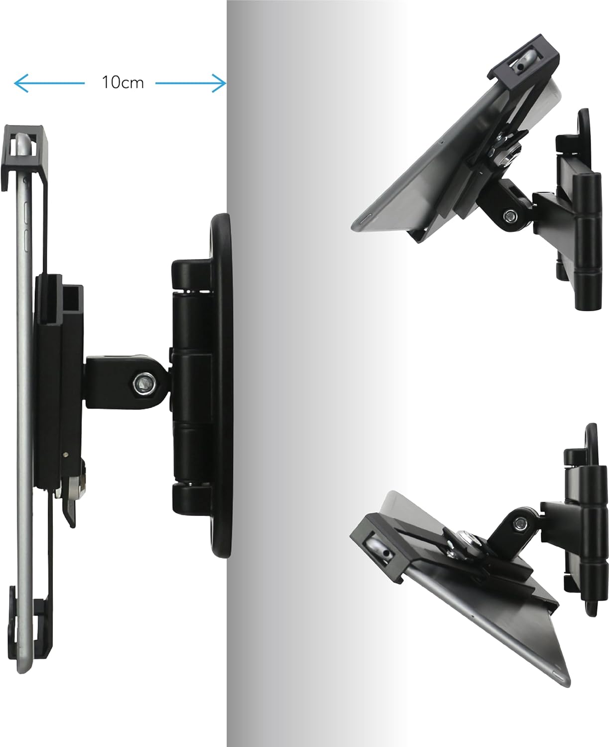 Tablet Wall Mount Holder with fold,Extend Adjustable Arm Swivel &Lock &Key, Multi Angle,Bracket for Most 11 to 13 Inch,and for 10.5",10.9",11",12.9" iPad& Galaxy tab,and More (Black)