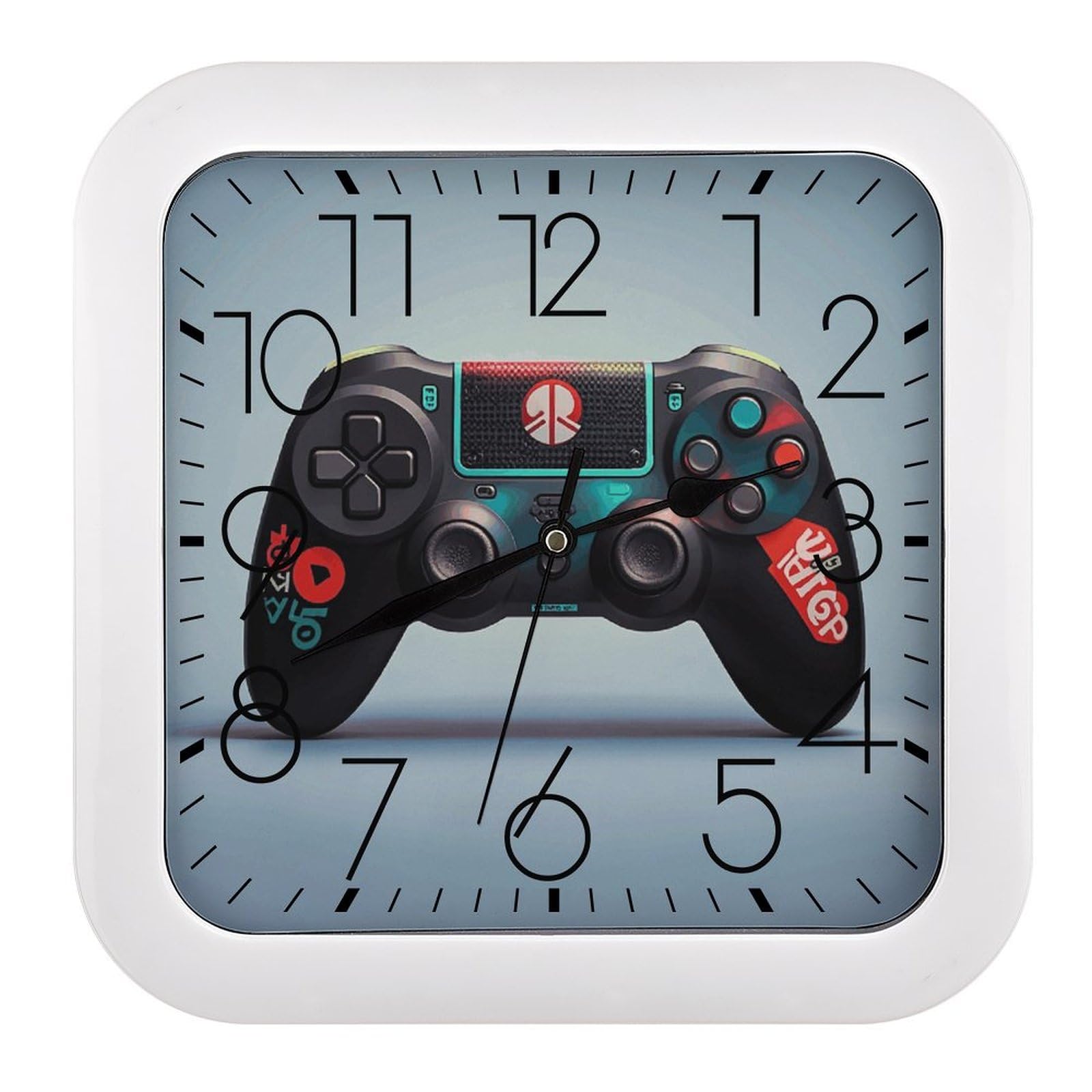 Horloge murale carrée pour chambre d'ado et espace de jeu vidéo