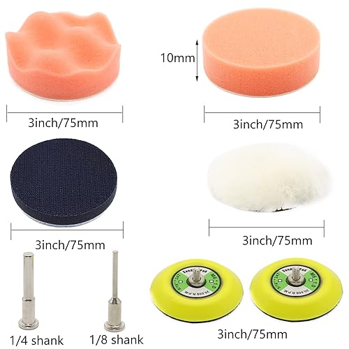 Miniatura 3 de Lijadora de grano de lija de 3 pulgadas 60-10000 hojas de lijadora en seco húmedo con placa trasera de vástago de 18 y 14 de pulgada y almohadilla