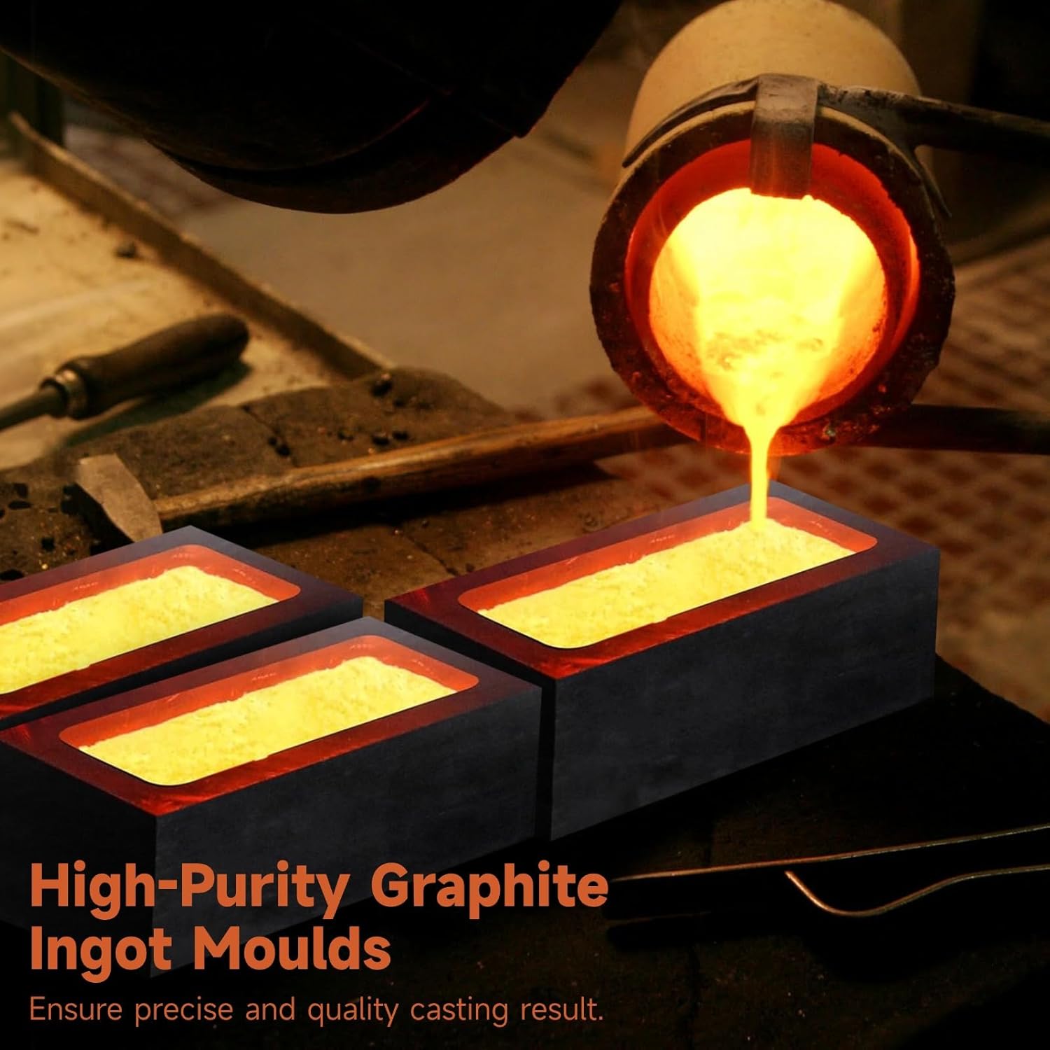 4 PCS Graphite Ingot Mold, 1KG Graphite Crucible Metal Melting Casting Kit, Graphite Ingot Mould Crucible Mould for Gold Silver Aluminum Copper Refining