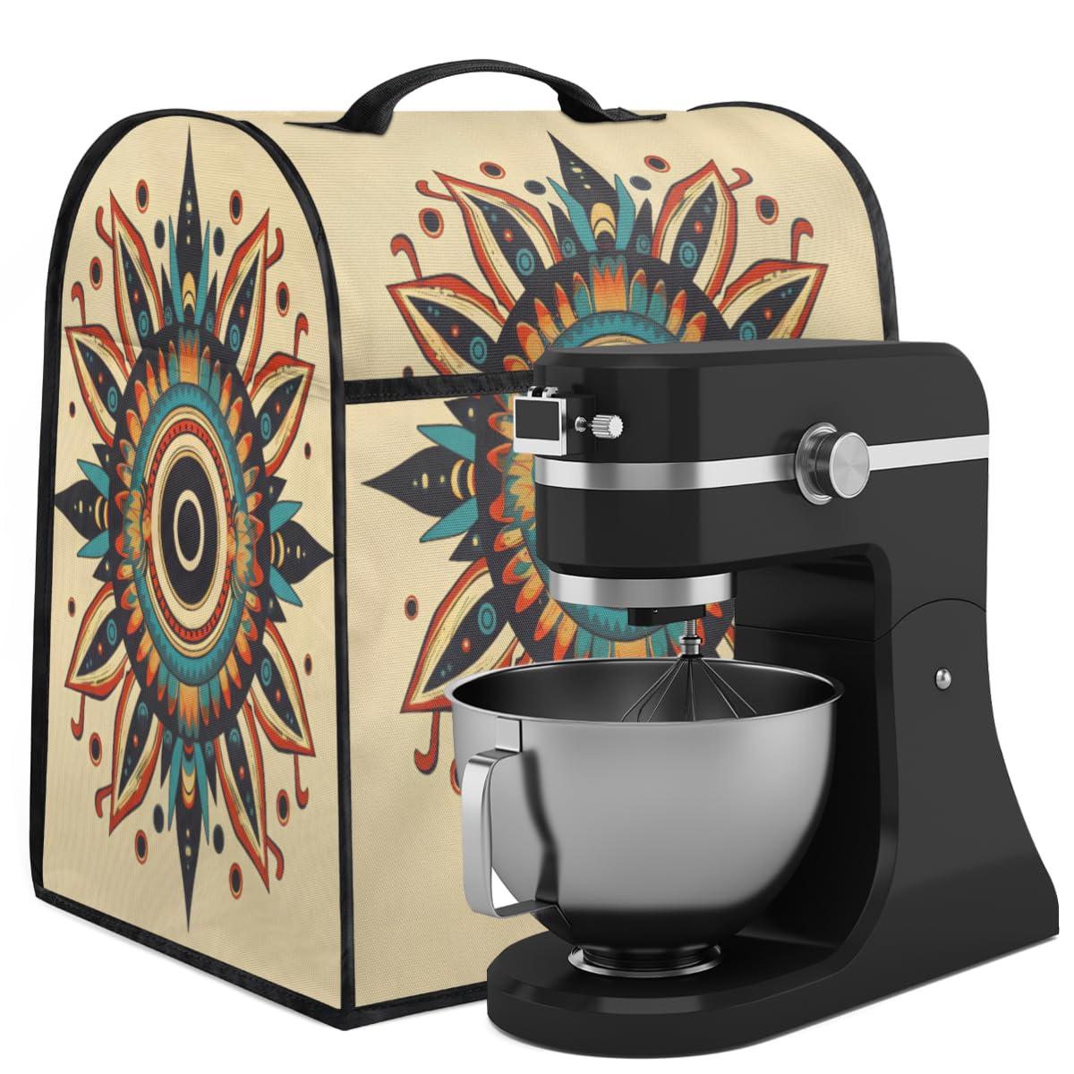 Coffee Maker Cover Ethnic Demon Eye Kitchen Appliance Covers Small Appliance Covers Blender Cover Juicer Cover Dust Covers for Kitchen Appliances with Top Handle and Pockets,Washable,C68